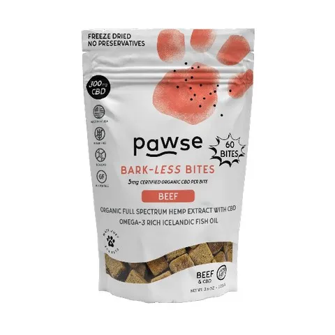 1ea 60pc Pawse 300mg Beef Bark-Less Bites - Healing/First Aid